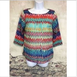Renee C Stitch Fix Colorful Semi-Sheer 3/4 Sleeve